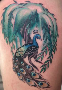 Peacock and Willow Tree Tattoo