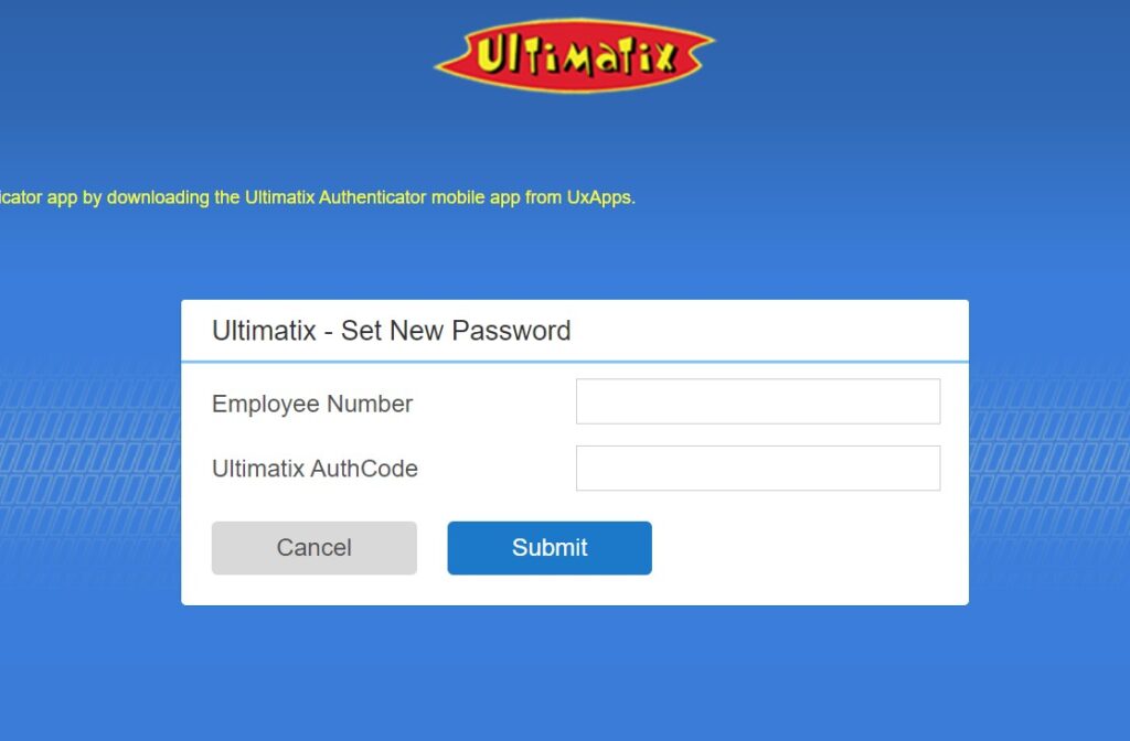 Ultimatix - Set New Password
